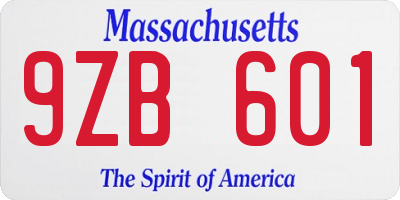 MA license plate 9ZB601