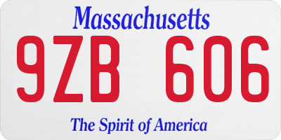 MA license plate 9ZB606