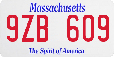 MA license plate 9ZB609