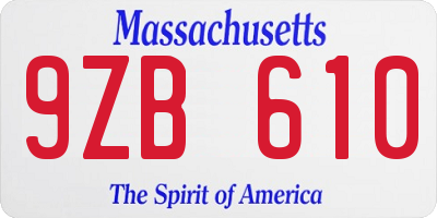 MA license plate 9ZB610