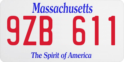 MA license plate 9ZB611