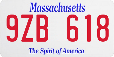 MA license plate 9ZB618