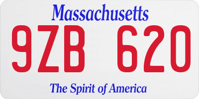 MA license plate 9ZB620