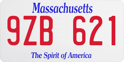 MA license plate 9ZB621