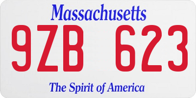 MA license plate 9ZB623