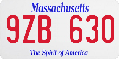 MA license plate 9ZB630