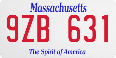 MA license plate 9ZB631