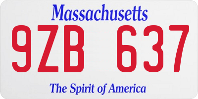MA license plate 9ZB637