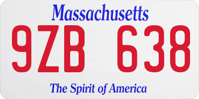 MA license plate 9ZB638