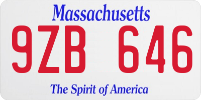 MA license plate 9ZB646