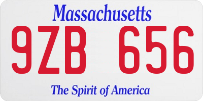 MA license plate 9ZB656