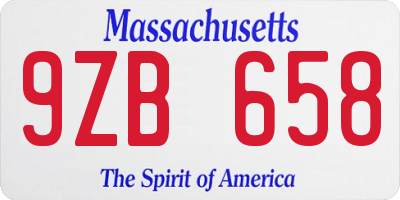 MA license plate 9ZB658