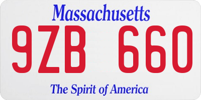 MA license plate 9ZB660