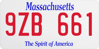 MA license plate 9ZB661