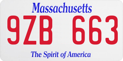 MA license plate 9ZB663