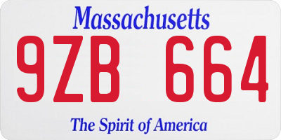 MA license plate 9ZB664
