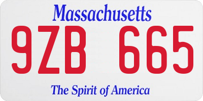 MA license plate 9ZB665