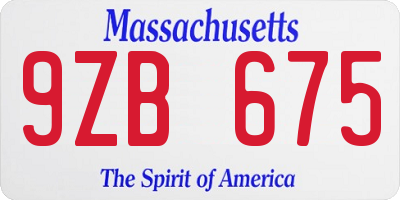 MA license plate 9ZB675