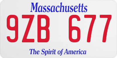 MA license plate 9ZB677