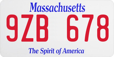 MA license plate 9ZB678