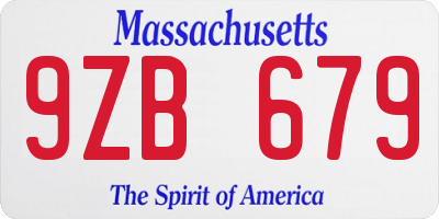 MA license plate 9ZB679