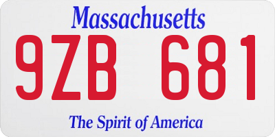 MA license plate 9ZB681