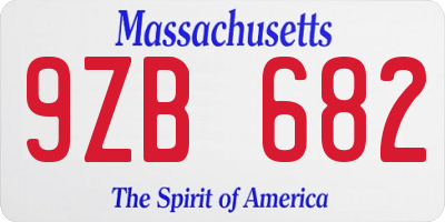 MA license plate 9ZB682