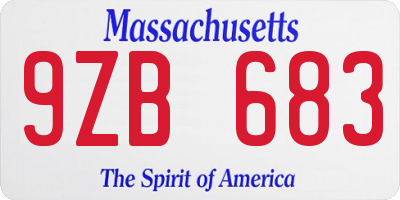 MA license plate 9ZB683