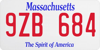MA license plate 9ZB684