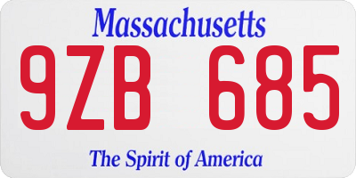 MA license plate 9ZB685