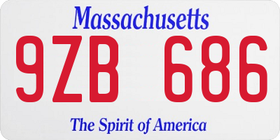 MA license plate 9ZB686
