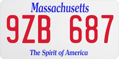 MA license plate 9ZB687