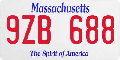 MA license plate 9ZB688