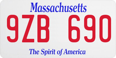 MA license plate 9ZB690