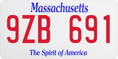 MA license plate 9ZB691