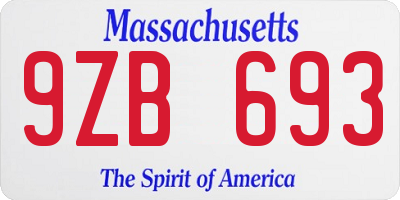 MA license plate 9ZB693