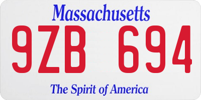 MA license plate 9ZB694