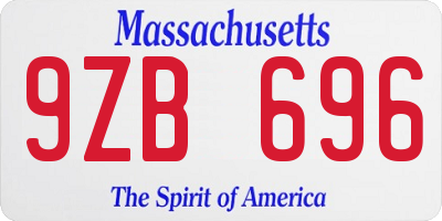 MA license plate 9ZB696