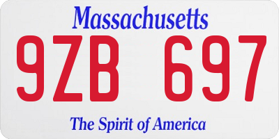MA license plate 9ZB697