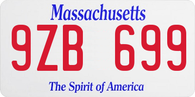 MA license plate 9ZB699