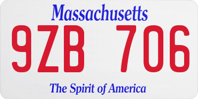 MA license plate 9ZB706