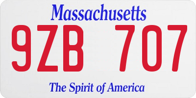 MA license plate 9ZB707