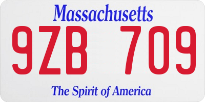 MA license plate 9ZB709