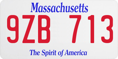 MA license plate 9ZB713