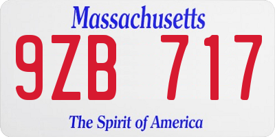 MA license plate 9ZB717