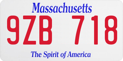 MA license plate 9ZB718