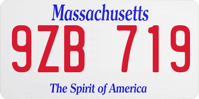 MA license plate 9ZB719
