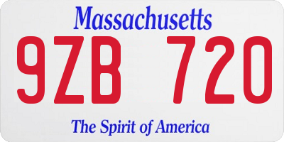 MA license plate 9ZB720