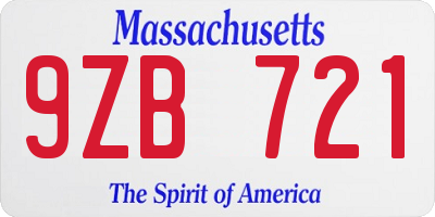 MA license plate 9ZB721