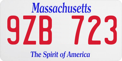 MA license plate 9ZB723